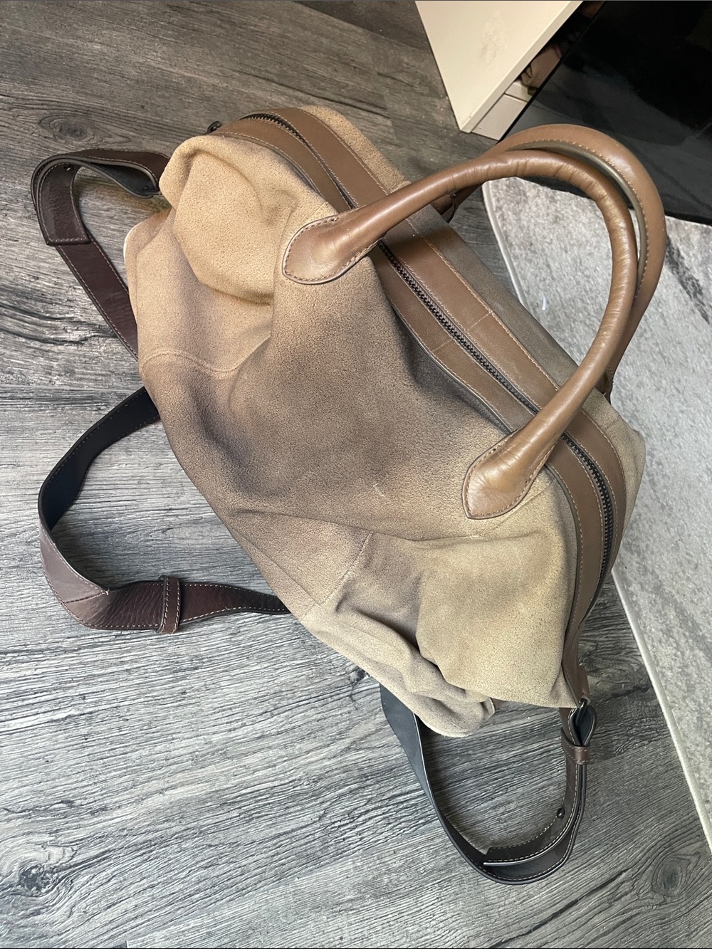 Zara Brown Suede & Leather Men’s Weekender Bag